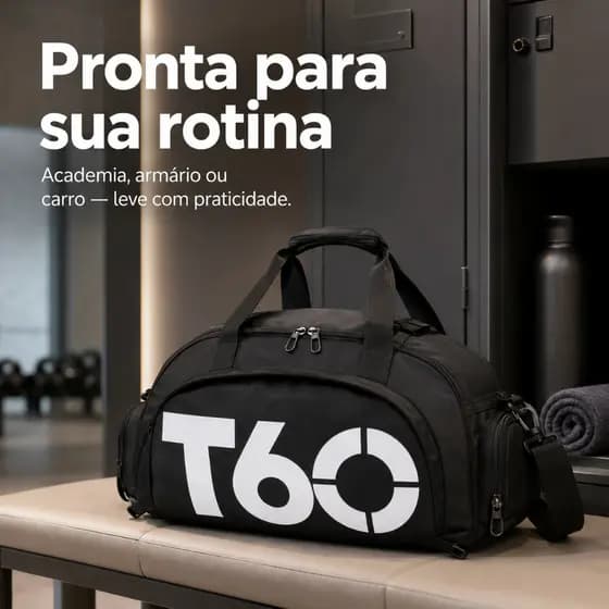 Bolsa Esportiva 3 em 1 Impermeável T60 Mochila Academia Com Bolso Para Tênis Viagem Curta