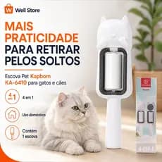 Escova Removedora de Pelos Pet Kapbom KA-6410 4 em 1 para Gatos e Cães