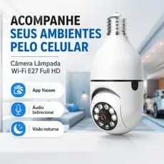 Câmera Lâmpada Wi-Fi E27 360° Full HD 1080p Yoosee Visão Noturna Áudio Bidirecional Bivolt