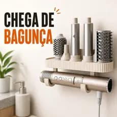 Suporte para Secador de Cabelo Parede 4 em 1 Organizador Banheiro Porta Escova