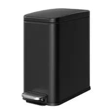 SONGMICS Lixeira de pedal estreita, aço com tampa, lixeira para banheiro, fechamento suave, 5L, preta