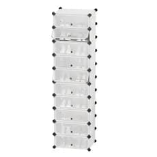 SONGMICS Sapateira Multiuso para Calçados 10 Andares, Prateleira Plástica com Portas, Armário para 10 Pares, com Marte