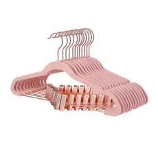 SONGMICS Conjunto de 24 Cabides de Veludo com Ganchos Giratórios, Para Calças e Saias, Antideslizantes, Rosa