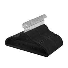 SONGMICS Cabides de Veludo Antideslizantes, 50 Unidades, Preto, Barra para Calças, Gancho 360°, Uso Doméstico, 43 cm