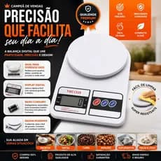 Balança Digital Cozinha 10 kg, Balança de Precisão 10Kg, Dieta, Nutrição, Função Tara - ENVIO RÁPIDO