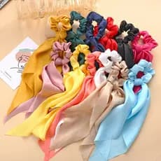 Elástico de cabelo de seda acetinada de 32cm, adequado para cabelos longos, laço de cabelo de fita, laço de cabelo femin
