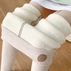 Calças de Esqui Femininas de Cintura Alta, Quentes, Ajustadas, com Forro de Lã de Cordeiro, Leggings de Inverno FXI6