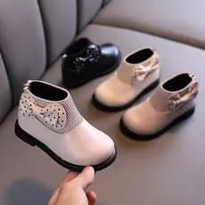 Novas Botas Curtas com Laço para Meninas/Botas Curtas à Prova de Vento e Quentes HDIY