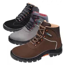 Bota Botina Cano Médio Seguranca Ocupacional Trekking Cadarço Bico PVC Couro Nobuck Marluvas 75bpr29 Anti-Torção