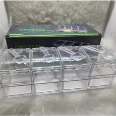 Porta Condimento Organizador Tempero Acrílico Cozinha Temperos 4 potes