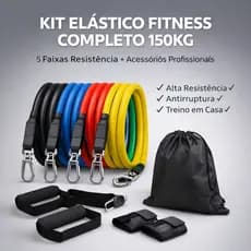 Kit Extensores Elásticos Completo Até 150kg com 5 Faixas de Resistência para Treino em Casa