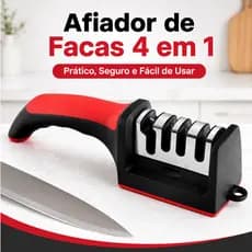 Afiador de Facas 4 em 1 Amolador Manual com Cabo Ergonômico Base Antiderrapante para Cozinha