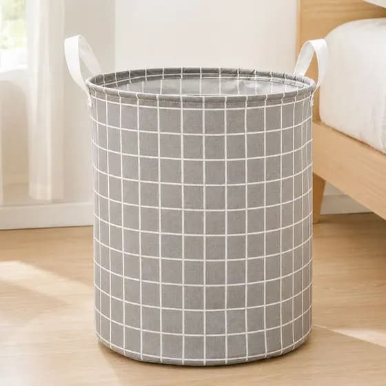 Cesto de Roupa Suja Dobrável 40L Xadrez Organizador Multiuso com Alças para Lavanderia Quarto Banheiro