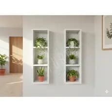 Kit 2 Nichos Retangular 60x20x15 Mdf Branco Suspenso Sala cozinha Quarto Bebê Suporte Parede Pratel