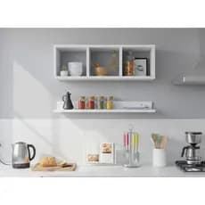 Kit Nicho Triplo + Prateleira Parede Quarto Bebê Organização MDF Branco