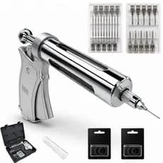 Pistola de Vacinação Automática 50ml Kit Completo com 4 Caixas de Acessórios e Estojo