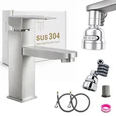 Torneira Monocomando Banheiro Aço Inox 304 Cromada Água Quente e Fria para Lavatório