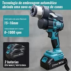 Desentupidor Elétrico 21V com Embreagem Automática - Limpa Pia, Vaso, Ralo, Esgoto
