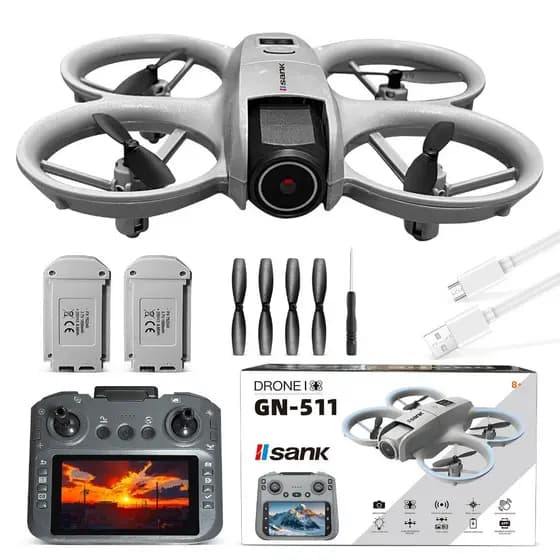 Drone profissional HD com Wi-Fi câmeras duplas controle remoto com tela de 4,5 polegadas 2 Baterias