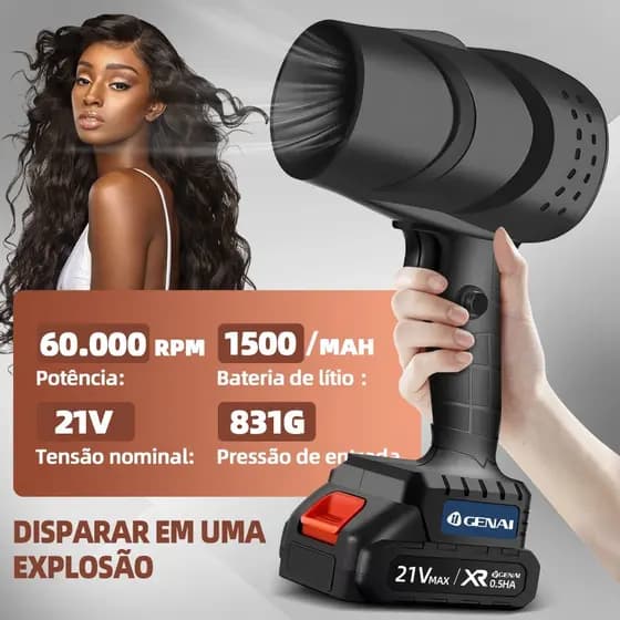Soprador Turbo Portátil Recarregável 36V Com 2 Baterias Potente Soprador De Folhas Limpeza Geral
