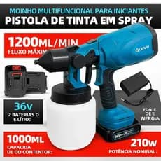 Pistola de Pintura a Spray Profissional 36V Recarregável - Kit com 2 Baterias | Alta Performance