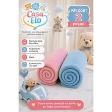 Kit 2 Mantas Bebê Cobertor Microfibra Macio Enxoval Presente Chá de Bebê