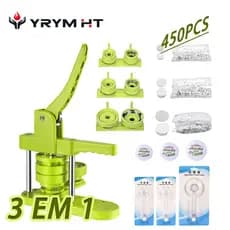 Botões DIY 3em1, Máquina de Bottons para Bicos com 450PCS de Componentes de Botão, Com 25/32/58mm