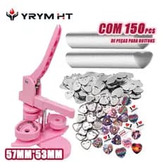 Máquina de Bottons para Bicos DIY 57*53 mm Formato de coração, Cor Rosa, com 150PCS de Bottons