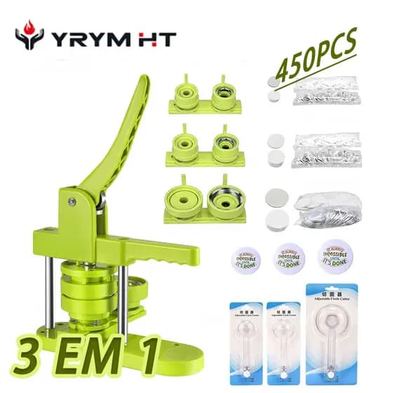 Bottons DIY 3em1, Máquina de Bottons para Bicos com 450PCS de Componentes de Bottons