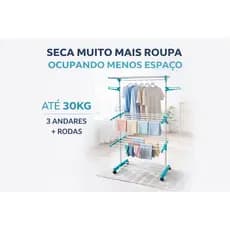 VARAL 3 ANDARES DOBRÁVEL COM 4 RODAS ATÉ 30KG | SECA MAIS ROUPA OCUPANDO MENOS ESPAÇO | MUITO RESISTENTE | NÃO ENFERRUJA