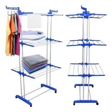 VARAL DE CHAO RETRATIL 3 ANDARES C/4 RODAS CABIDEIRO AZUL