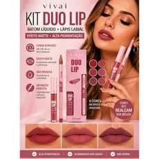 kit Labial Batom Matte + Lápis Longa Duração Líquido Mate Lip Duo Vivai Maquiagem Feminina lip gloss