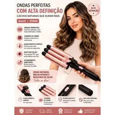 Triondas 25mm Modelador de Cachos Profissional Bivolt 110/220V 3 Barras Cerâmica PTC Aquecimento Rápido Ondas Naturais