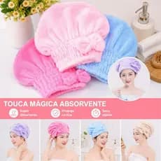 TOUCA PARA BANHO MICROFIBRA SUPER ABSORVENTE  Secagem Rápida • Anti Frizz • Turbante de Cabelo • Touca Mágica Spa • Maci