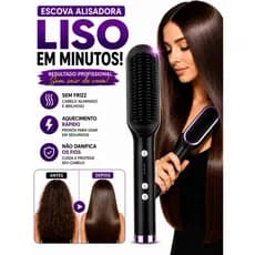 Escova Alisadora Anion Hair Pro 3 em 1 , Secador, Chapinha e Modelador de Cachos Bivolt