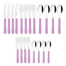 Faqueiro Tramontina Leme 20 Peças Aço Inox Lavanda Rosa Resistente e Fácil de Limpar