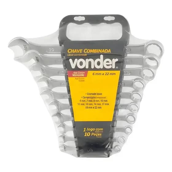 Jogo Chave Combinada 10 Peças Aço Cromo 6 A 22mm Vonder
