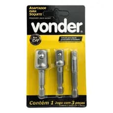 Kit 3 Adaptadores Soquete Parafusadeira Manual Vonder