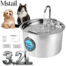 Mstail  3,2L De Aço Inoxidável Bebedouro Pet Inteligente Fonte de Água Para Gatos e Cães Automático Com Filtro BIVOLT