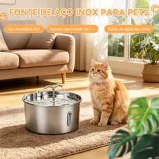 Mstail Fonte de água para animais de estimação em aço inoxidável adequada para cães e gatos 7L de alta qualidade