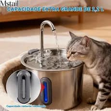 Mstail 2.2L Bebedouro De Água Para Gatos Fonte 5V Em Aço Inoxidável Dispensador De Estimação Janela Transparente Design