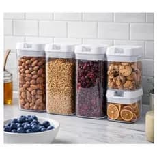 Kit 7 Potes Herméticos Acrílico Porta Mantimentos Empilhável Armazenar Alimentos Cozinha Organizador Armários🌟