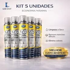 KIT 5 Limpa Estofados Zip Clean Spray 300ml Limpeza de Sujeira a Seco Sofás Tapete Colchões