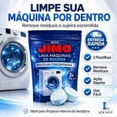 Pastilha Lava Máquinas Roupas Jimo 20g Limpeza Profunda Higienização Completa Remove Odor