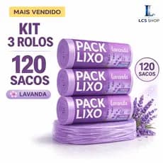 Kit 3 Rolos 120 Sacos Lixo Perfumado Lavanda Pia Banheiro Neutraliza Odores Resistente Econômico