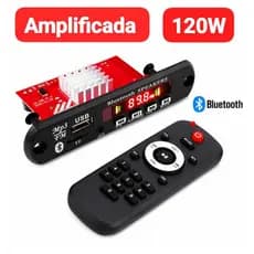 Placa Amplificador Bluetooth 120W e 50W Modulo MP3 Decodificador Mp3 Fm Aux Alto-Falante Rádio som Automotivo controle