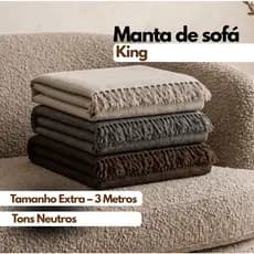 Manta de Algodão Gigante 3,00x1,80 para Sofá e Pezeira Cama King Trama Artesanal