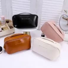 Bolsa Necessaire Feminina Grande Capacidade Organizador De Maquiagem Viagem Couro