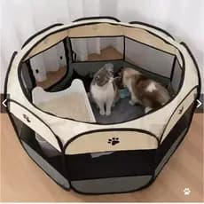 Cercado Portátil Pet 8 Painéis Dobrável Casa Gato Cão Parque Divertido