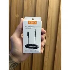 Adaptador de Áudio Lightning para P2 (3.5mm) — Fone Mola Espiral KAIDI KD-2523A (cabo mola espiral)